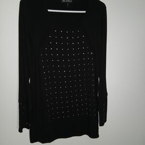 Black Studded Long Sleeve Top
